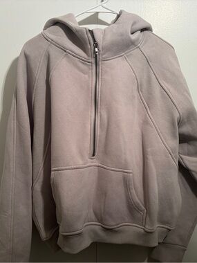 Pink Lily Half-Zip Hooded Sweatshirt- Tan